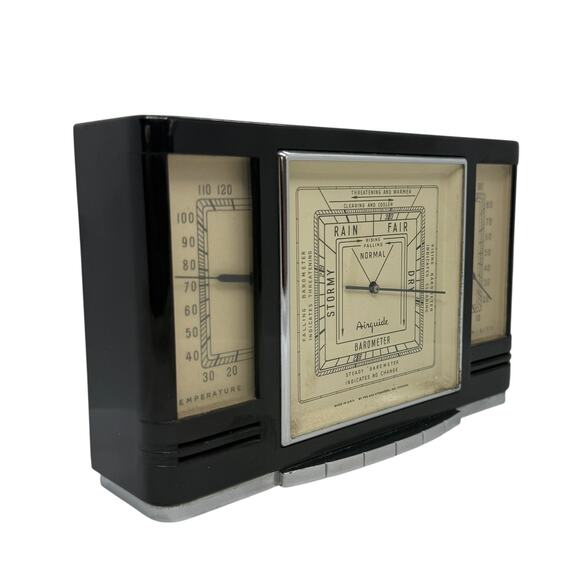 1940’s Art Deco Style Weather Station Black Bakelite Cabinet Fee and Stemwedel - Picture 9 of 15
